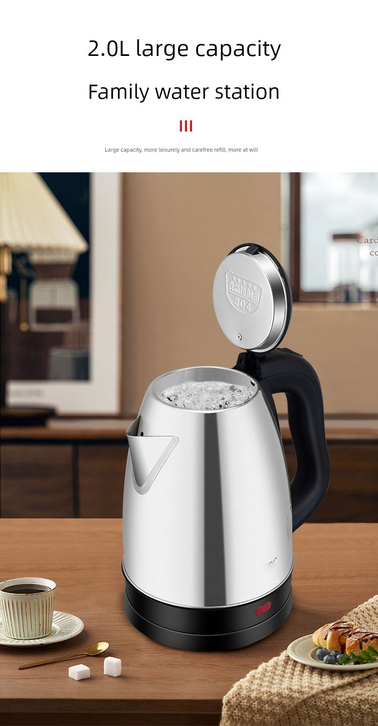 2L Electric Kettle Automatic Power off Stainless Steel Large Capacity Immersion Heater