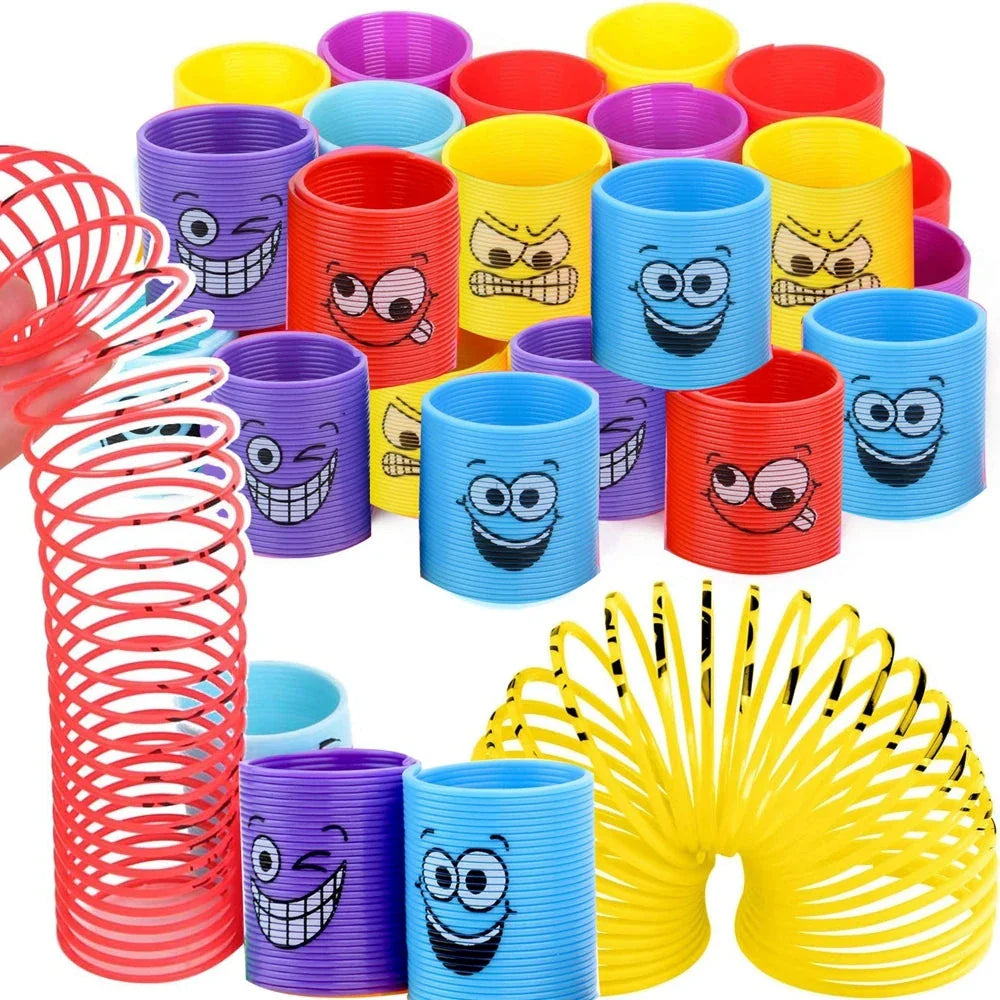 12PCS Smiling Face Rainbow Spring Toys – Mini Magic Coil Fidgets for Kids | Stress Relief Party Favors in Random Colors