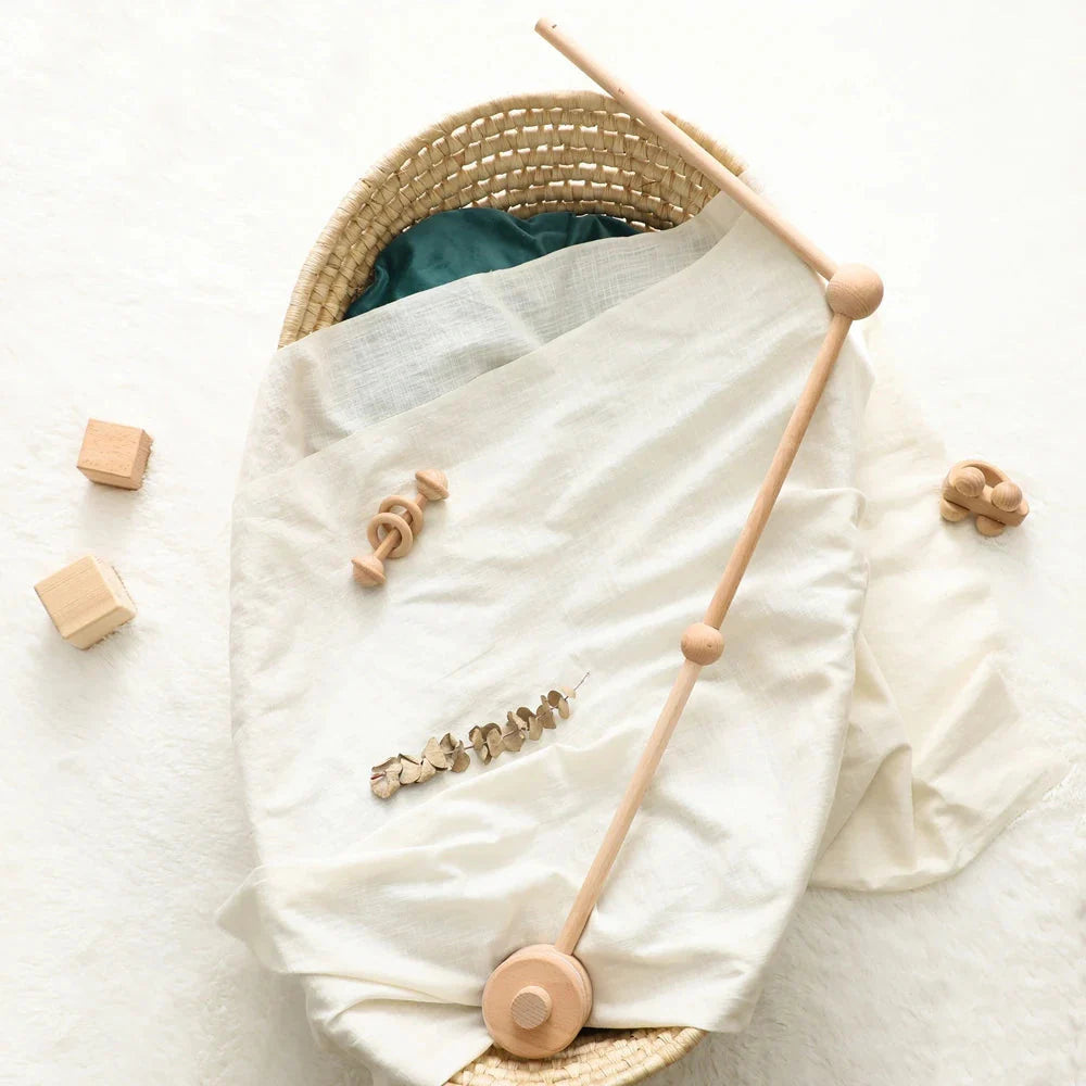 Wooden Crib Mobile Bed Bell Bracket for Baby 0–12 Months