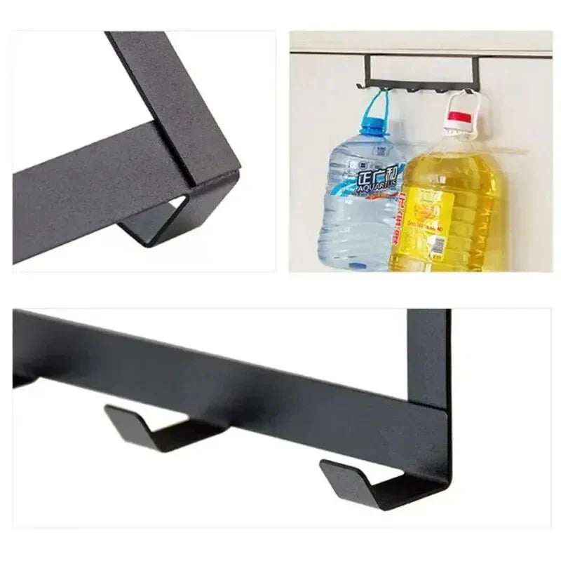 5-Hook Over Door Organizer Rack - Heavy Duty Iron Bathroom Kitchen Coat Hanger for Home Storage