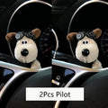 Kawaii Plush Puppy Clutch Decoration – Cute Dog Car Wiper & Turn Signal Switch Ornament with Bowknot | Auto Interior Accessories