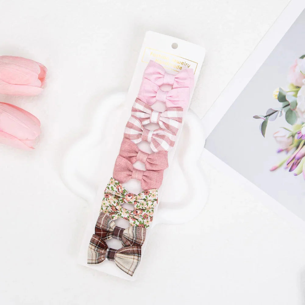 10Pcs Mini Hair Bows Clips for Baby Girls Cute Plaid Hairpins