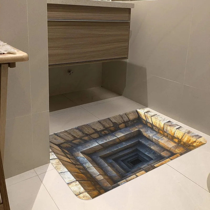 2D Optical Illusion Doormat - non-slip rubber backing, easy to clean and durable, suitable for indoor/outdoor use