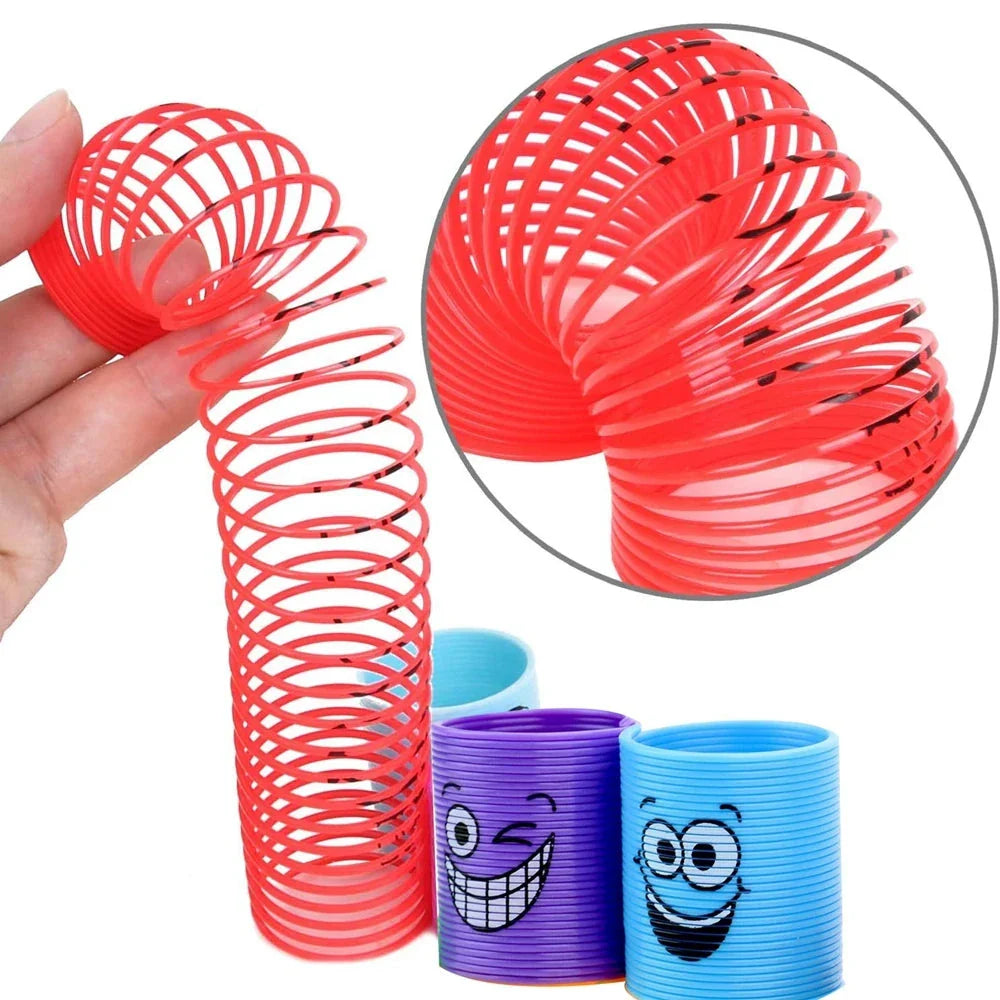 12PCS Smiling Face Rainbow Spring Toys – Mini Magic Coil Fidgets for Kids | Stress Relief Party Favors in Random Colors