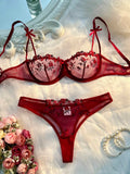 Beautiful Women Sexy 2 Piece Floral Embroidery Underwear Sets