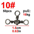 50PCS/Bag Fishing Accessories Black Nickel Plating Three-Prong Connector T-Swivel Sub-Line Splitter Outdoor Fishing Bazi Ring