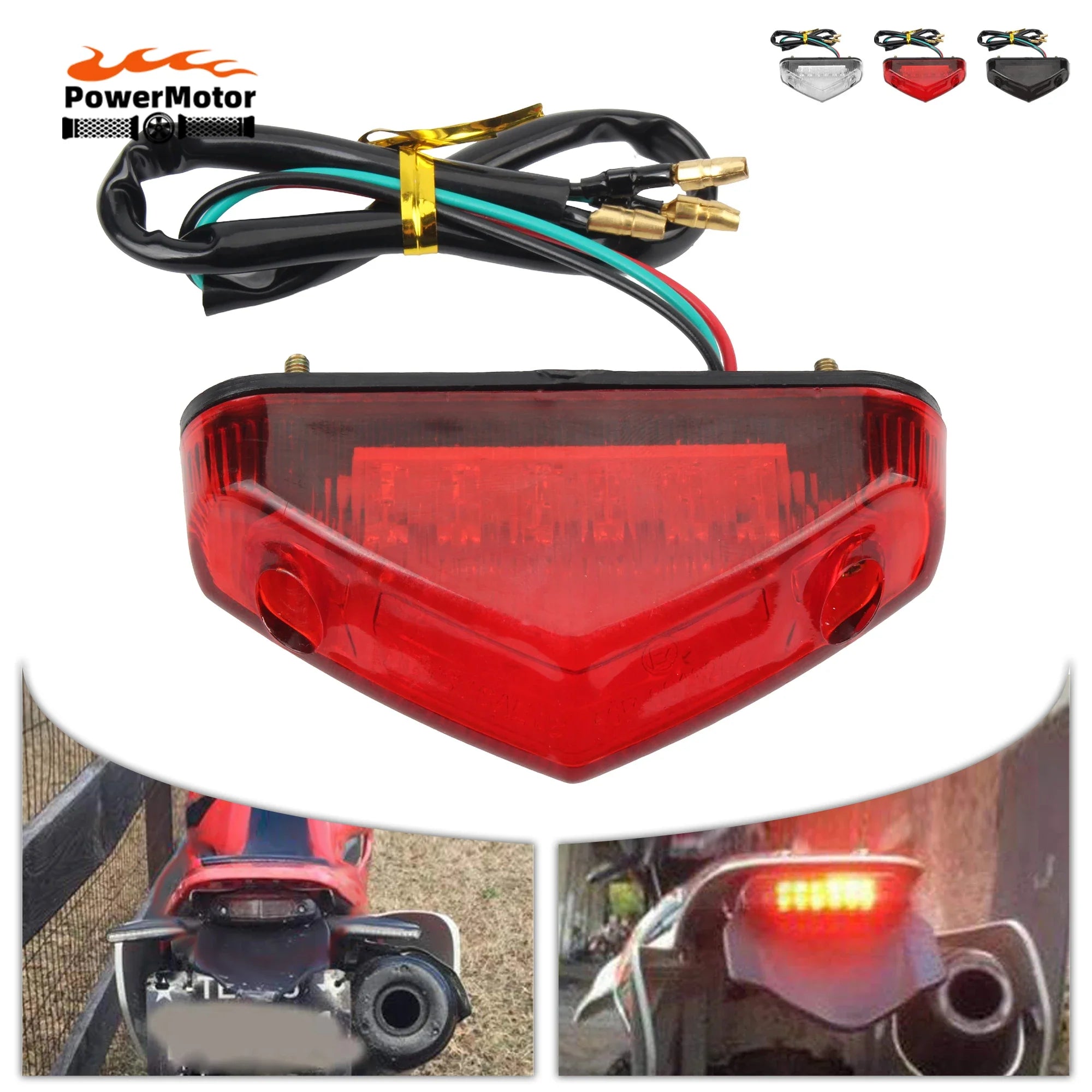 Universal 12V Motorcycle Tail Light License Plate Lamp Brake Stop Lights For Scooters Mopeds Motocross Dirt Bike Accessories
