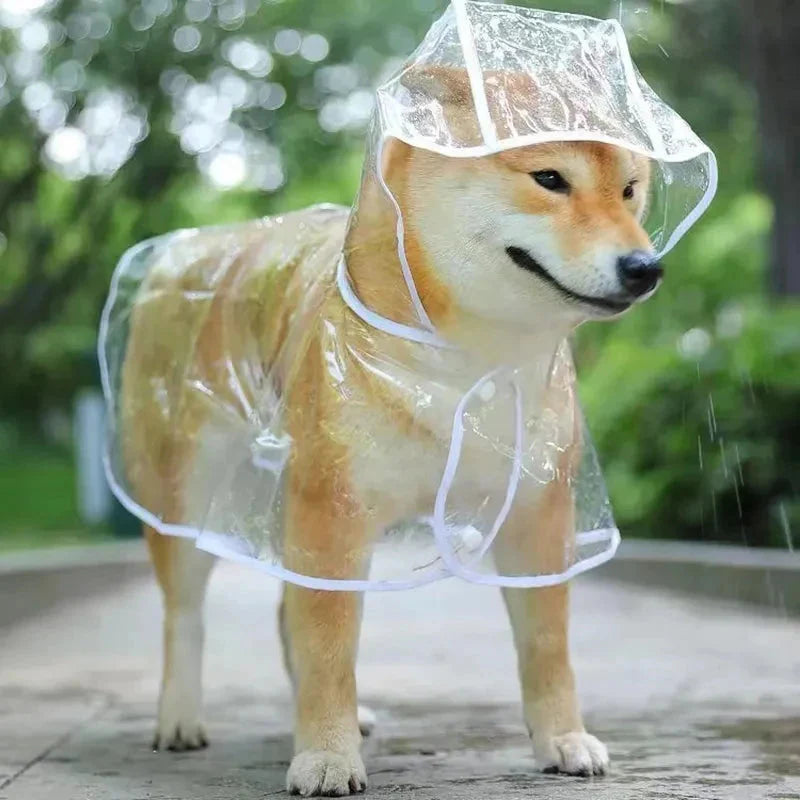 Transparent Dog Raincoat – Waterproof Hooded Pet Rainwear Jacket for Small Dogs