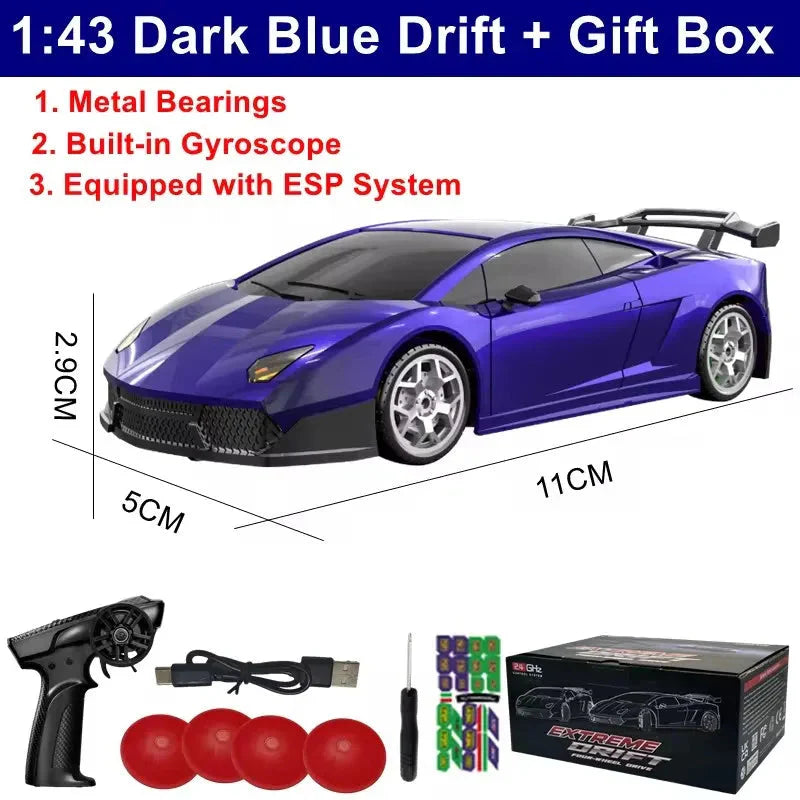 1/64 4WD High-Speed Drift RC Car – Mini Remote Control Racing Toy for Kids & Adults