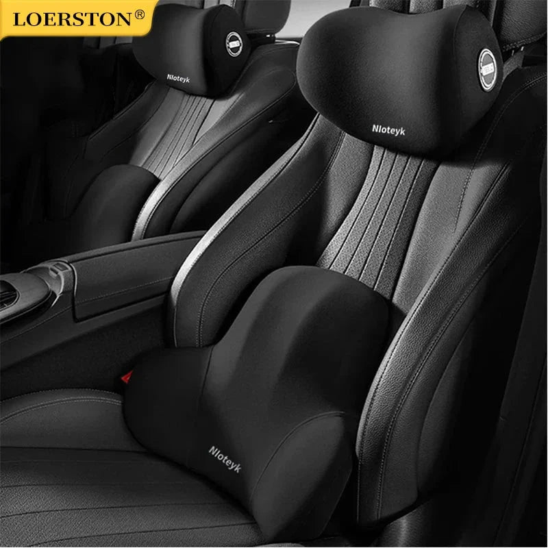 Memory Foam Car Neck and Lumbar Support Cushion – Ergonomic Pillow Set for Comfortable Driving and Posture Relief