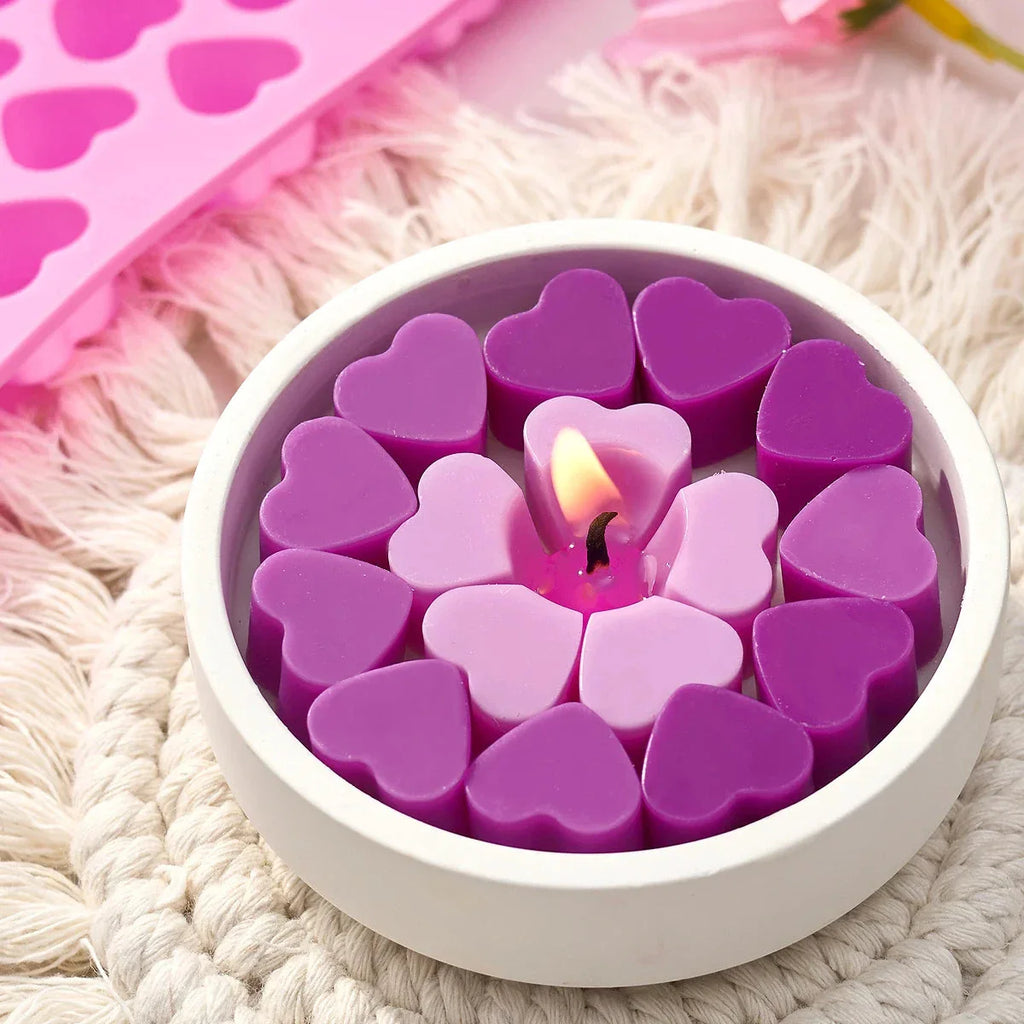 55-Cavity Heart Silicone Candle Mold – DIY Valentine’s Candle, Wax Melt & Chocolate Mold for Love Crafts, Baking & Party Gifts