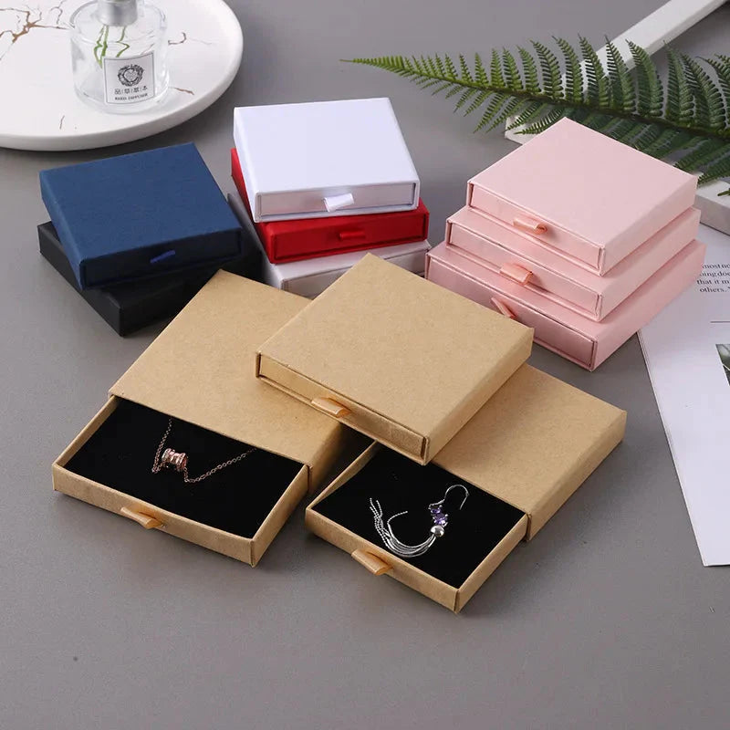 10pcs Kraft Paper Jewelry Boxes for Necklace Bracelet Earrings Gifts