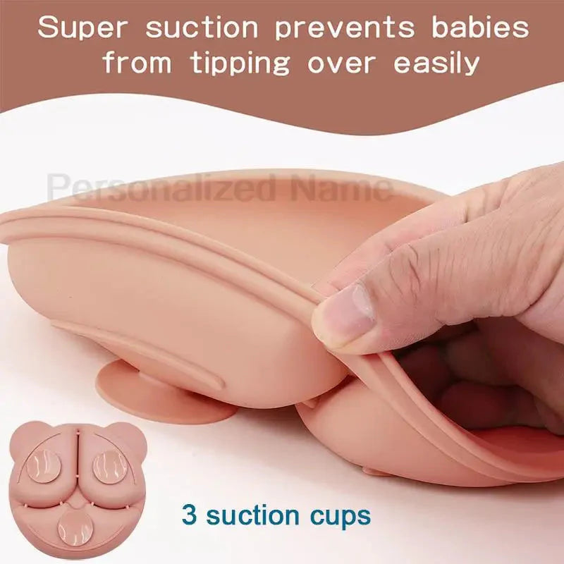 Silicone Baby Feeding Plate Set with Suction Bowl