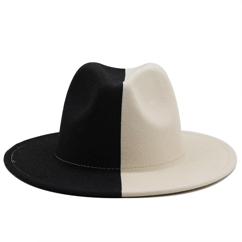 Black White Modern Unisex Fedora Hat Women Unisex Wide Brim Party Cowboy Cap Men Gentleman Wedding Hat Two Colors Fedora Hat Solid Color Wide Brim Winter Autumn Hat
