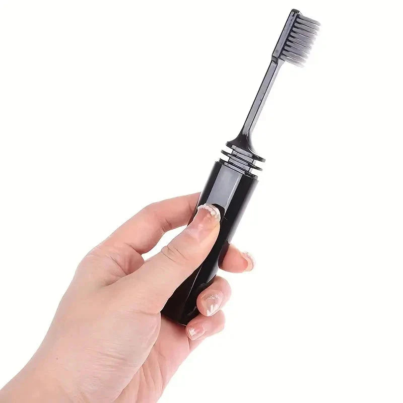 Portable Charcoal Folding Toothbrush - Compact Design for Travel, Camping, and Hiking