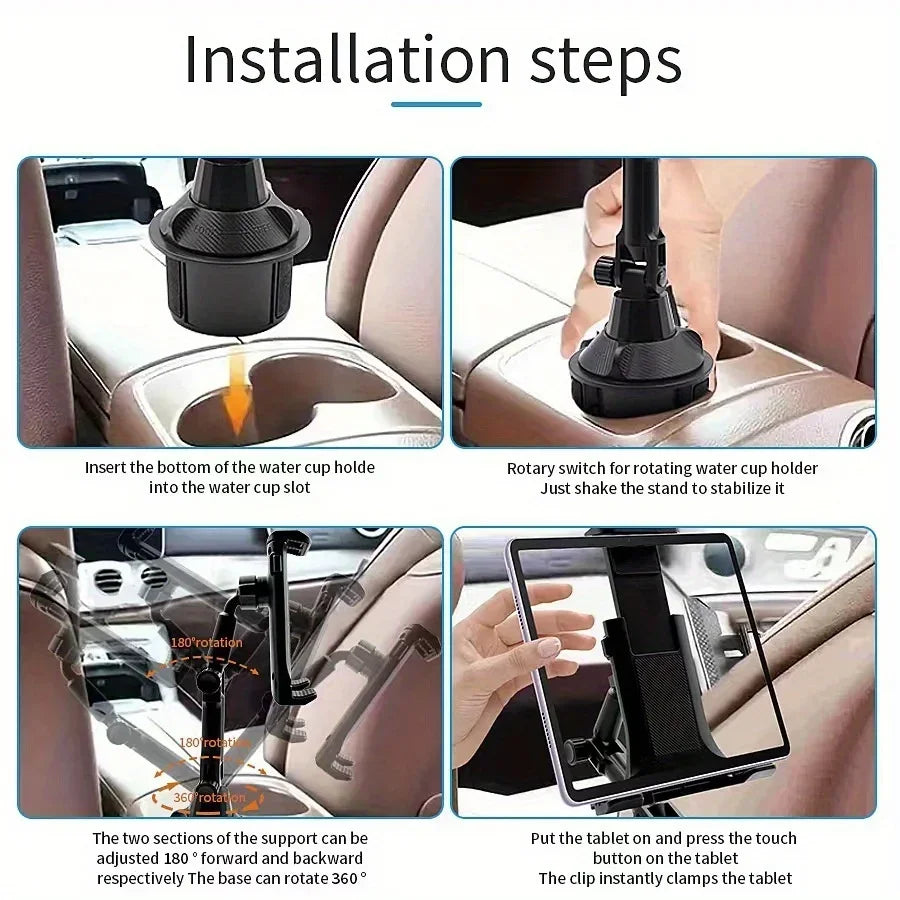 ABS Material Waterproof Car Cup Holder Mount for Tablets and Phones, Heavy Duty Expandable Base for Auto Vehicles