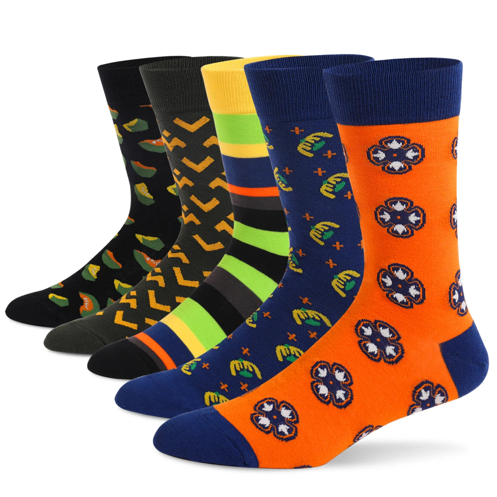 5 Pairs Argyle Breathable Men's Dress Socks Plus large Size High Quality Combed Cotton