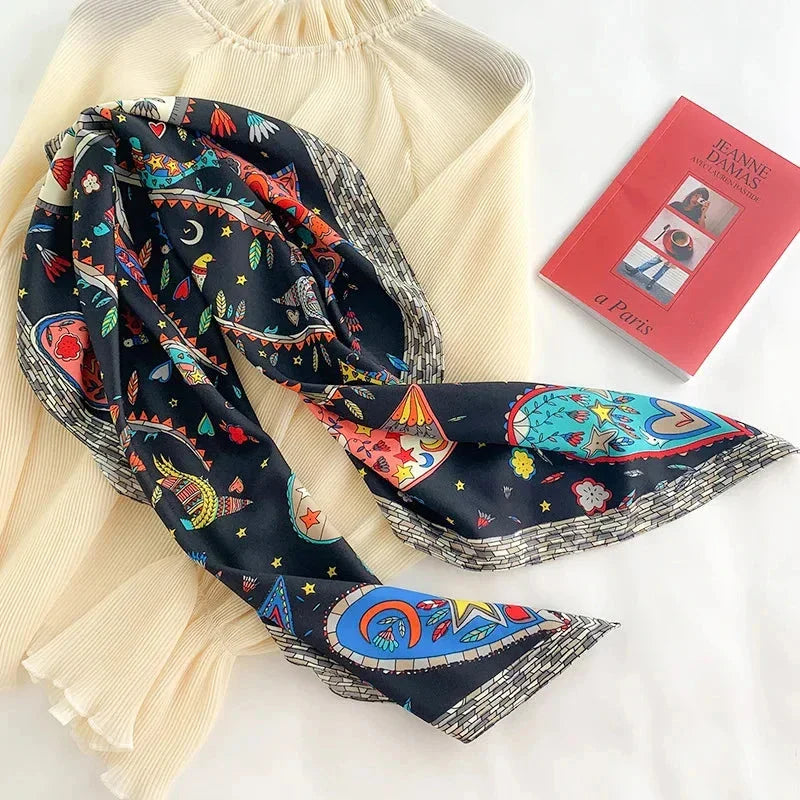 90x90cm Square Silk-Feel Scarf – Luxury Women’s Shawl & Head Wrap
