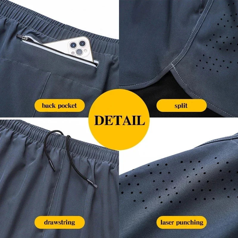 Men’s 2-in-1 Running Shorts – Quick-Dry Double Layer Gym Shorts for Training, Workout & Bodybuilding (Black)