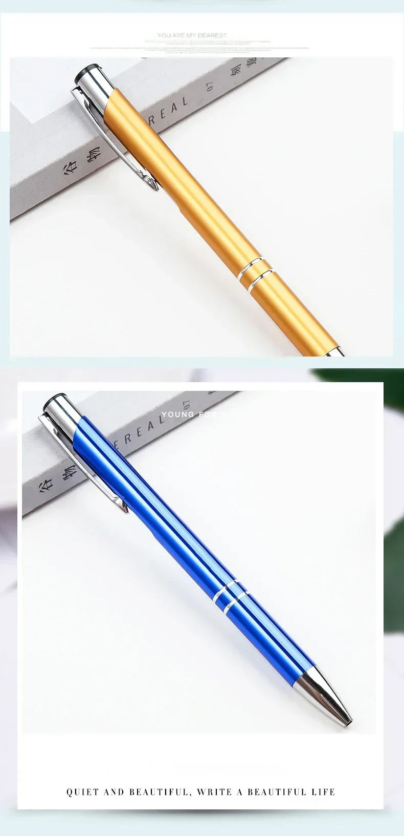 100pcs/lot Hot Sell Metal Ballpoint Pen Support Custom Logo Advertising Wholesale Personalized Pen Advertising Promotional Gift