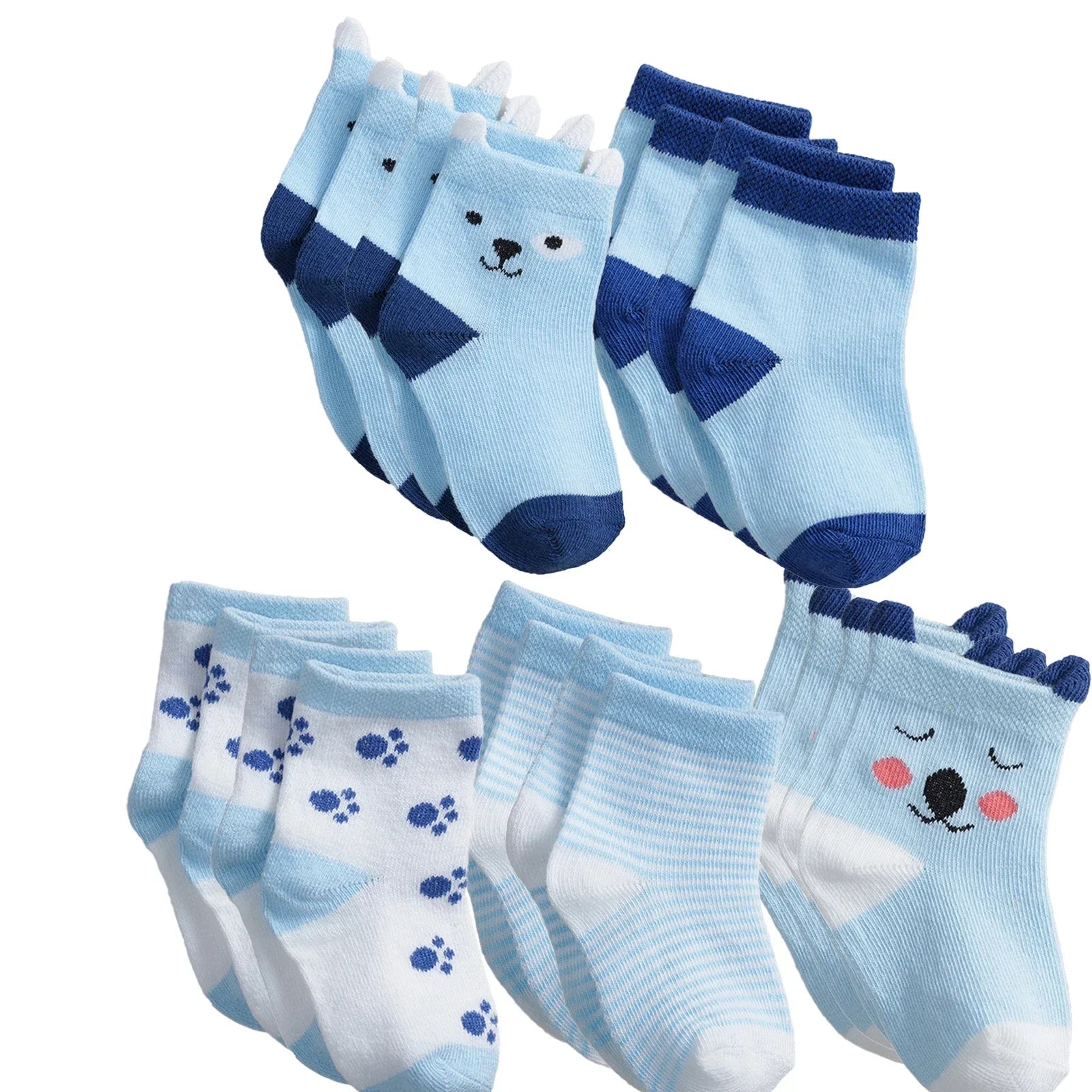 10 Pairs Baby Socks Newborn Boy Girls Infant Cute Cartoons Fashion Soft Cotton Short Socks For 0-3 Years