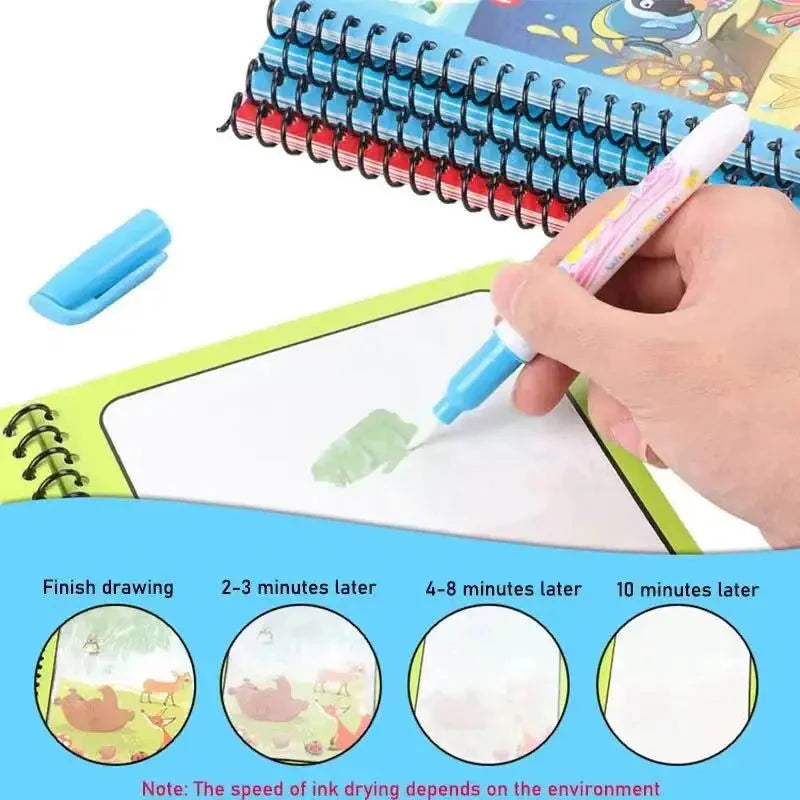 Watercolor Painting Magic Book Reusable for Children Animal Cartoon Painting Book Suitable for Children's Education and Learning