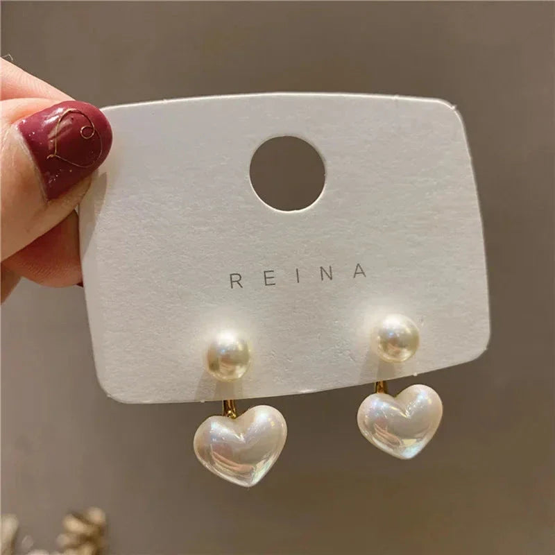 Love Heart Pearl Drop Earrings – Sweet Elegant Jewelry for Women