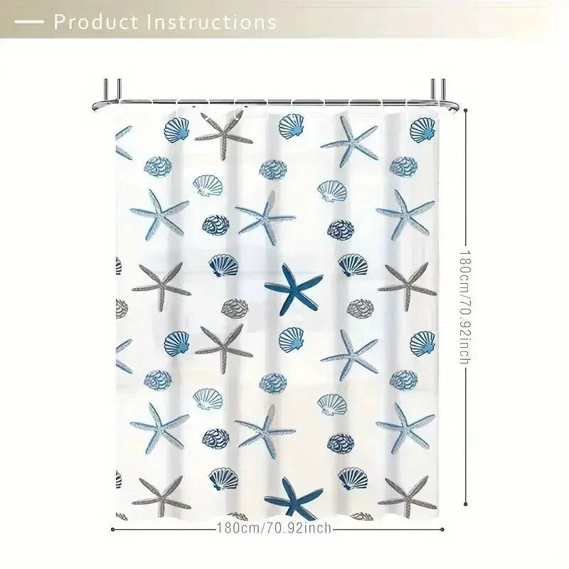 Patterned Waterproof Shower Curtain – PEVA Bathroom Partition & Decor