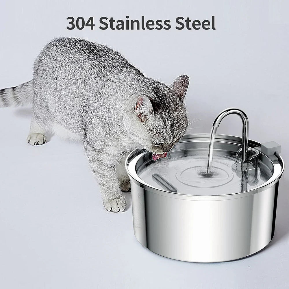 7L Large Capacity Stainless Steel Cat Water Fountain Dog Pet Automatic Water Feeder