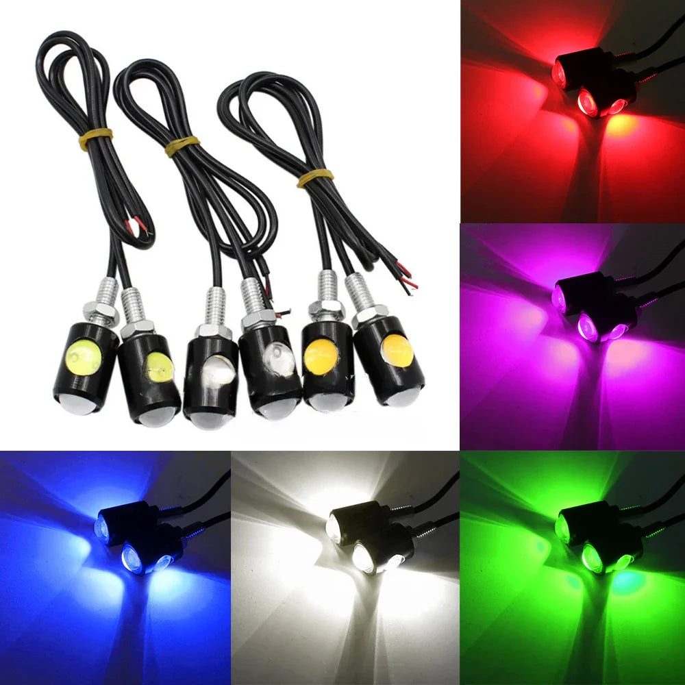 Universal Motorcycle LED Eagle Eye Shape Mini License Plate Light Turn Signal Turn Indicator Tail Rear Light Brake Fog Lamp Bulb