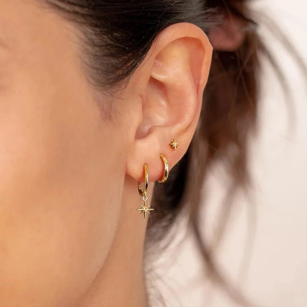 3-Piece Star Drop Earrings Set – 18K Gold Stainless Steel Dangle Jewelry
