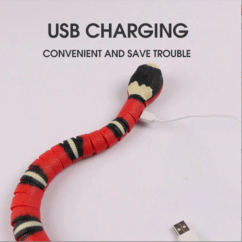 Automatic Smart Sensing Snake Cat Toy – Interactive USB Rechargeable Moving Pet Toy with Lights & Motion Detection for Cats