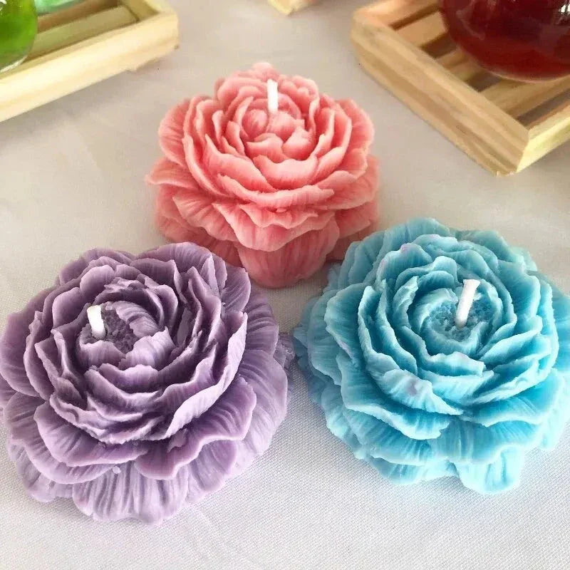 3D Peony Flower Silicone Candle Mold – DIY Relief Candle, Soap & Resin Mold for Handmade Crafts, Gifts & Home Décor