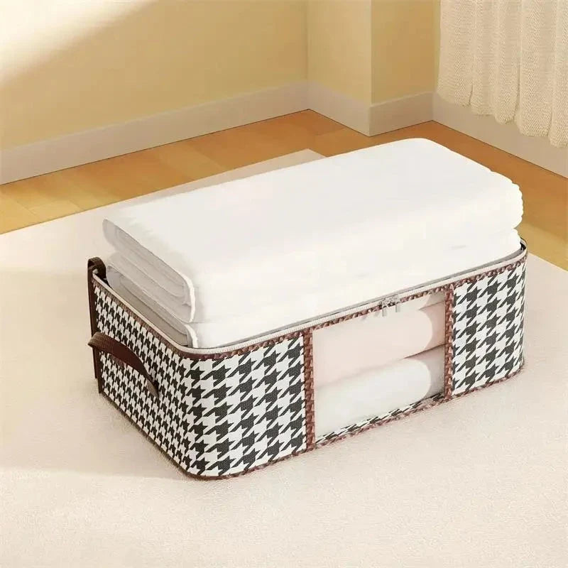 Large Clear Foldable Storage Box – Zippered Clothes Organizer with Handles