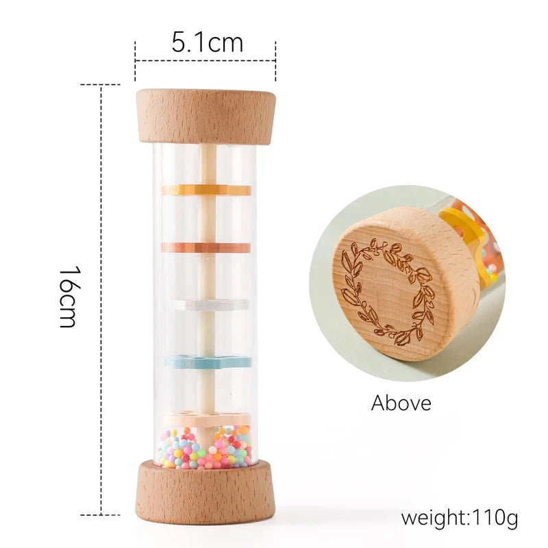 Montessori Baby Rain Stick Rainbow Hourglass Music Rattle Toy
