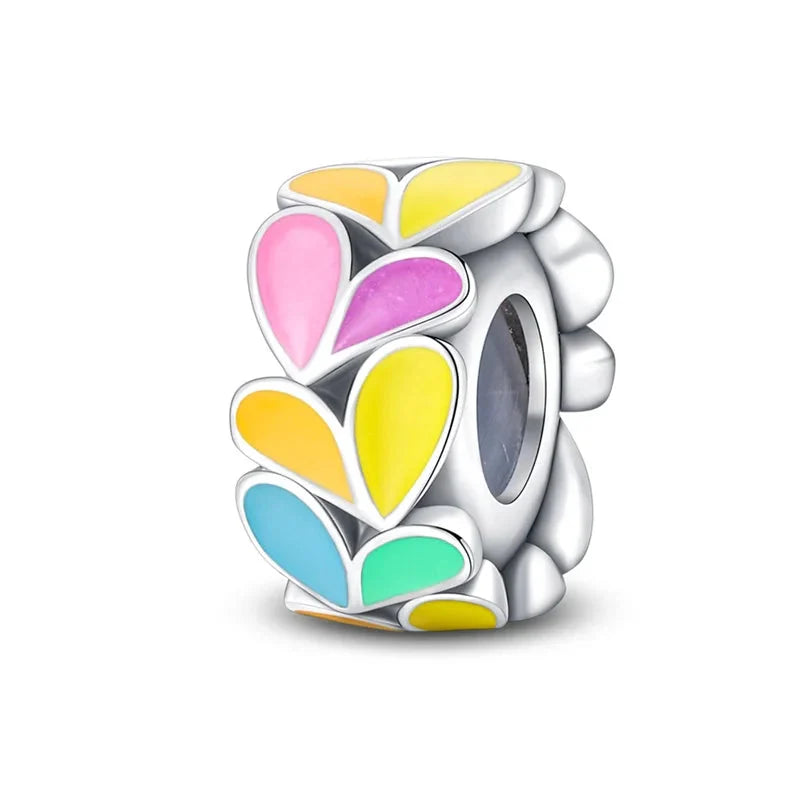 100% 925 Sterling Silver Rainbow Zircon Butterfly Dragon Silicone Stopper Charms - Colorful Beads for DIY Bracelets, Customizable Jewelry for All Occasions