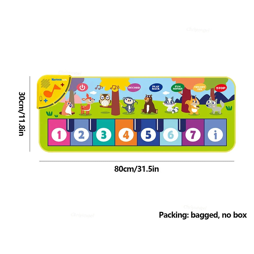 Piano Mat for Kids Kids Toddlers Floor Keyboard Dance Mat Baby Fitness Play Animal Music Blanket Instrument Toys Girl Boy Gift