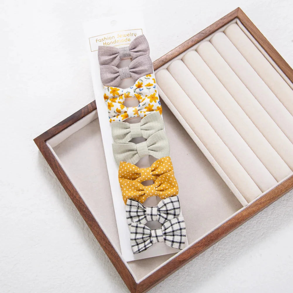 10Pcs Mini Hair Bows Clips for Baby Girls Cute Plaid Hairpins