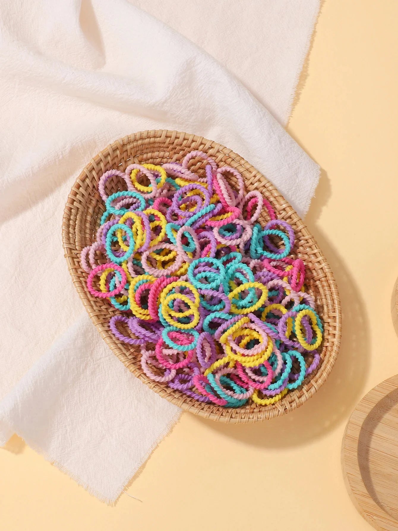 100pcs Kids Rubber Bands – Colorful Hair Scrunchies for Toddlers