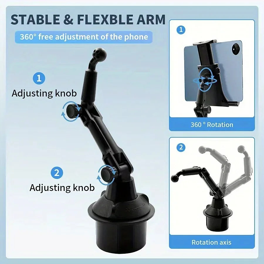 ABS Material Waterproof Car Cup Holder Mount for Tablets and Phones, Heavy Duty Expandable Base for Auto Vehicles