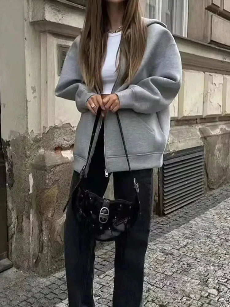 Autumn Women’s Hooded Jacket – Long Sleeve Zipper Coat