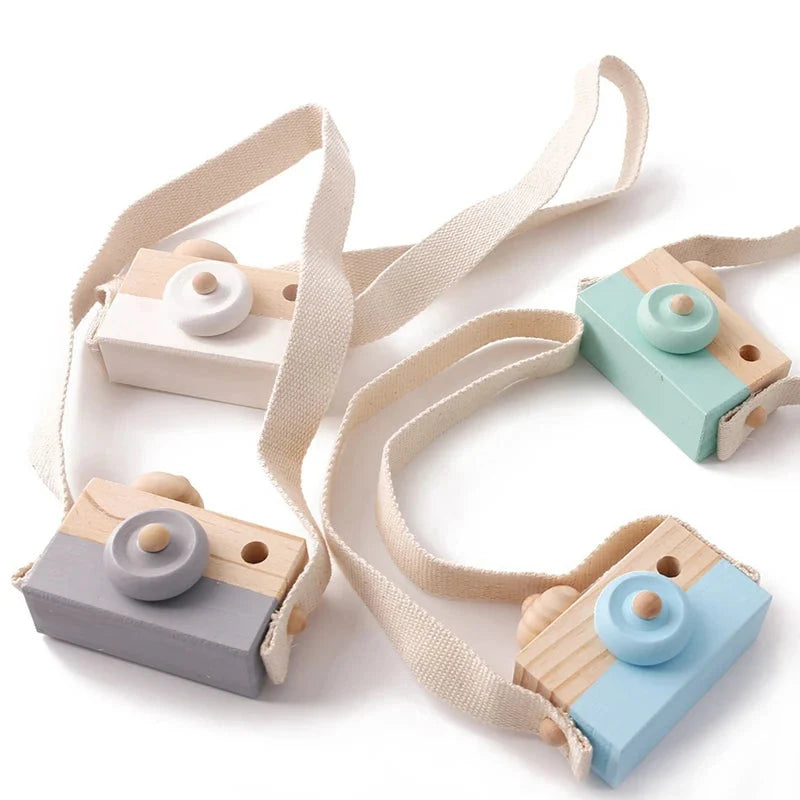 Wooden Fashion Camera Montessori Baby Toy Pendant