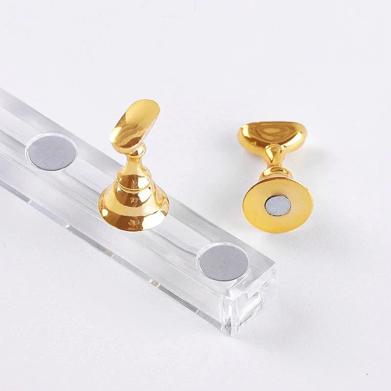 Magnetic Nail Holder Set - 5/30pcs False Nail Tip Practice Stand with Crystal Base