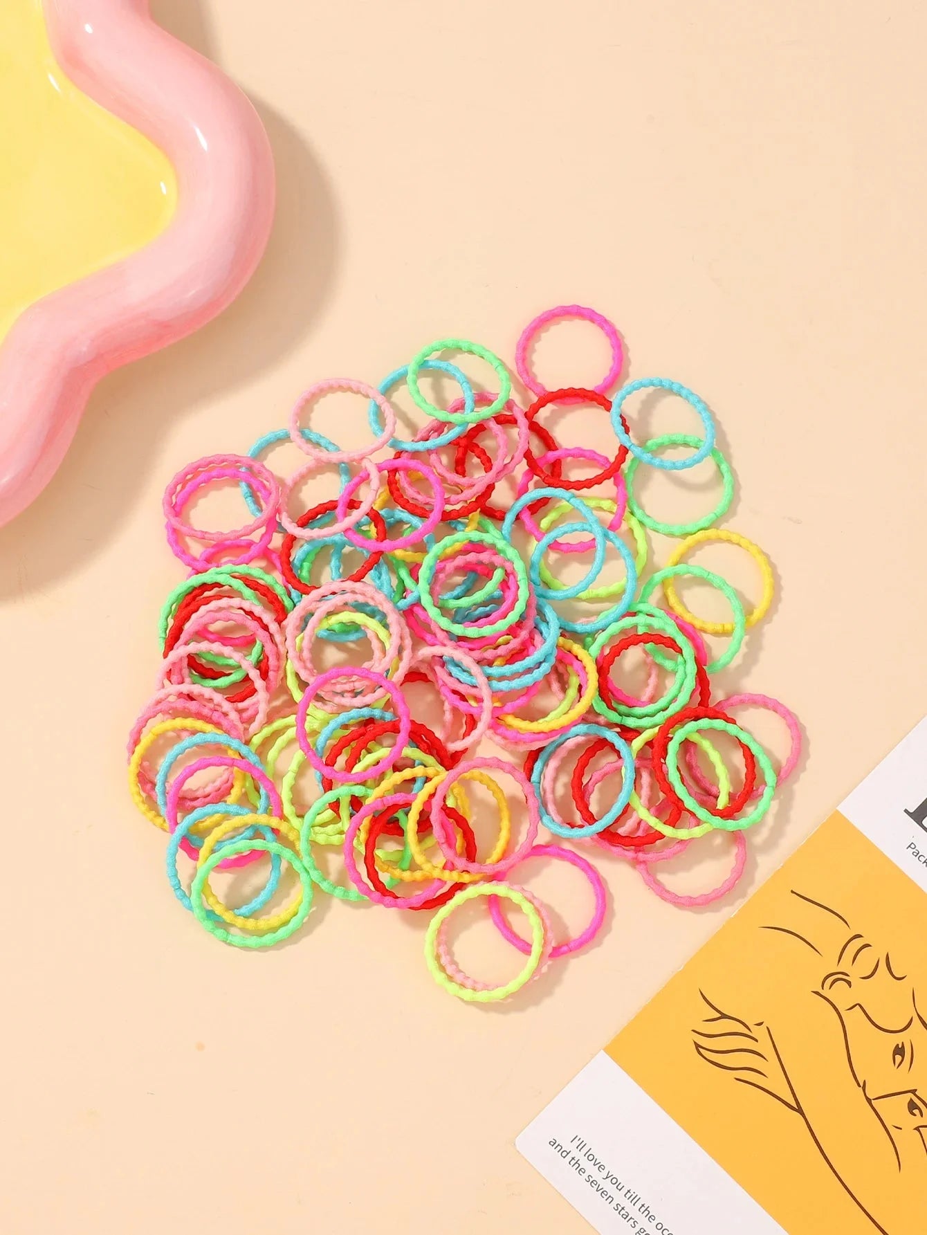 100pcs Kids Rubber Bands – Colorful Hair Scrunchies for Toddlers