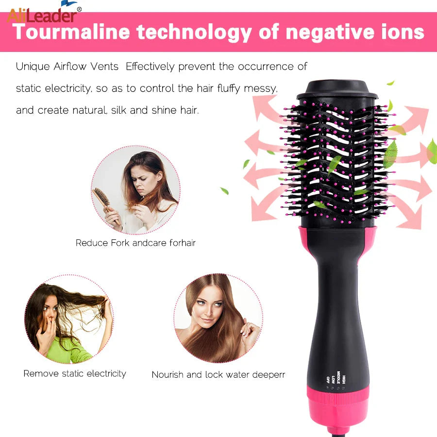 4-in-1 Hair Dryer Brush – Straightener Curler Volumizer