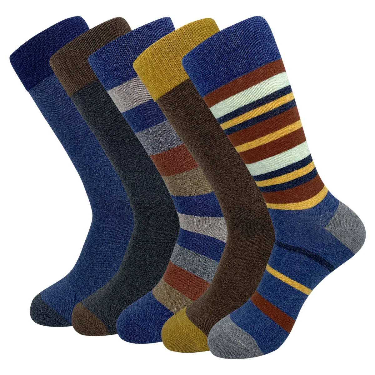 5 Pairs Argyle Breathable Men's Dress Socks Plus large Size High Quality Combed Cotton