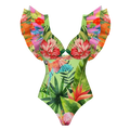 2-Piece Shoulder Ruffle Swimsuit With Cover Up Sexy Beachwear