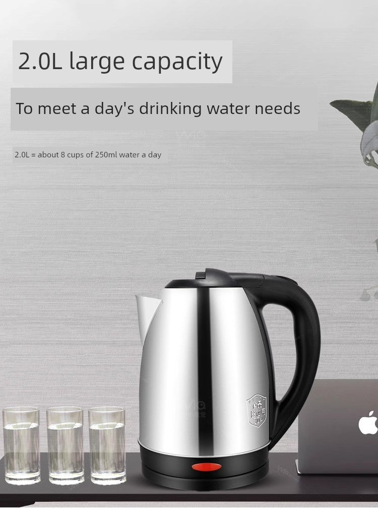 2L Electric Kettle Automatic Power off Stainless Steel Large Capacity Immersion Heater