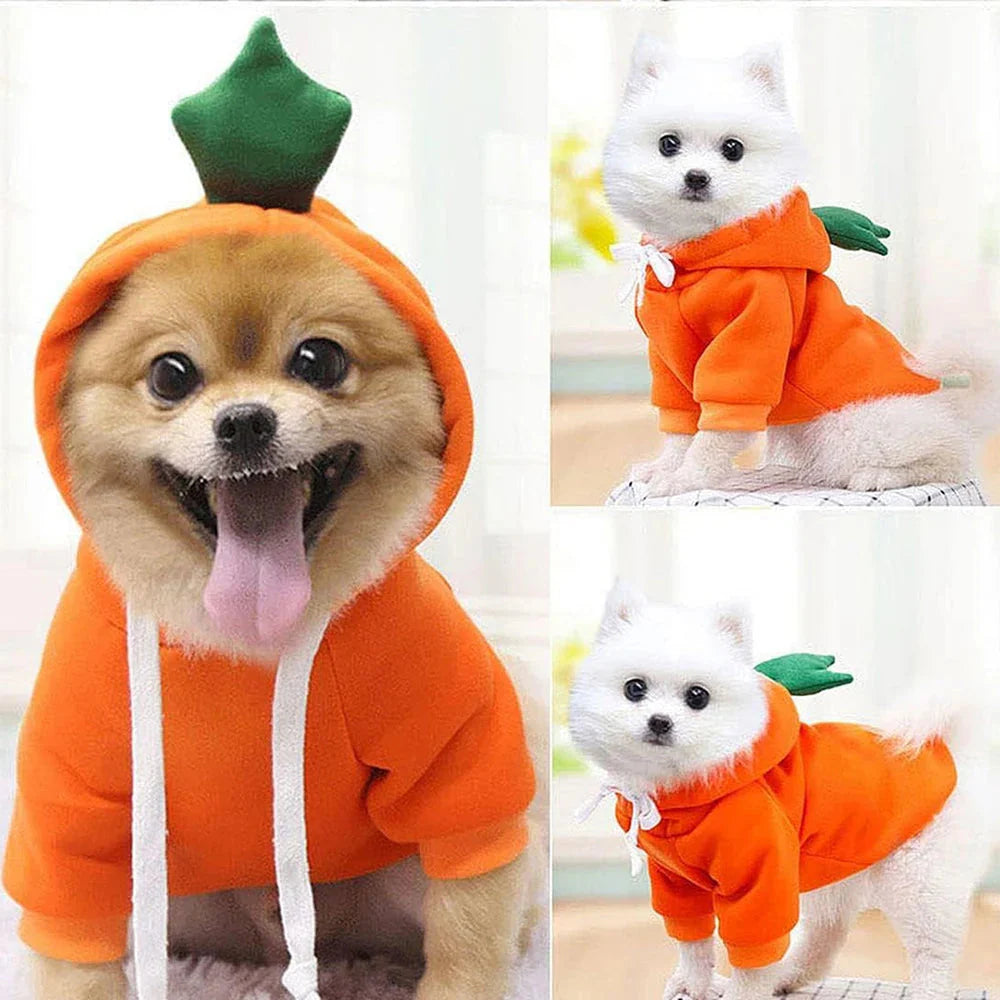 Cute Dog Hoodie with Hat - Funny Pet Fruit Costume for Halloween & Daily Wear