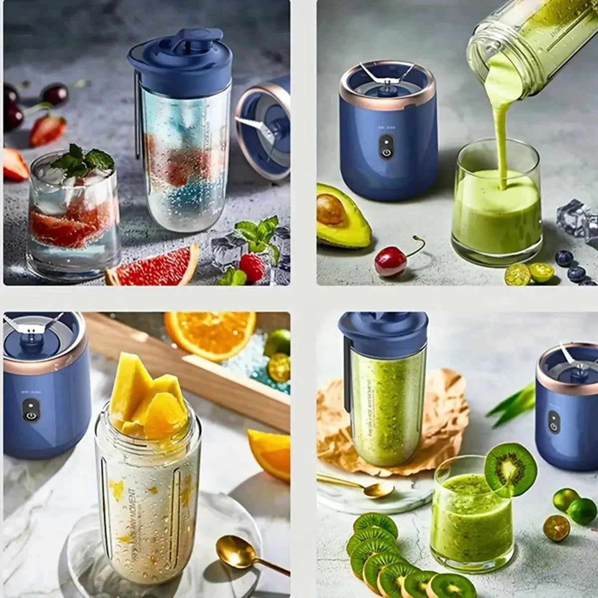 Portable Electric Blender Bottle – 6-Blade Smoothie Maker USB